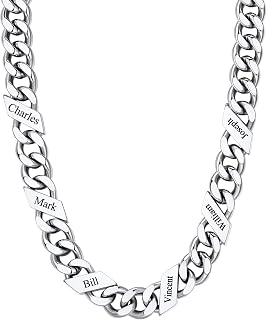 ChainsHouse Cuban Chain Necklace Engraved 1-6 Names Jewelry with Gift Box