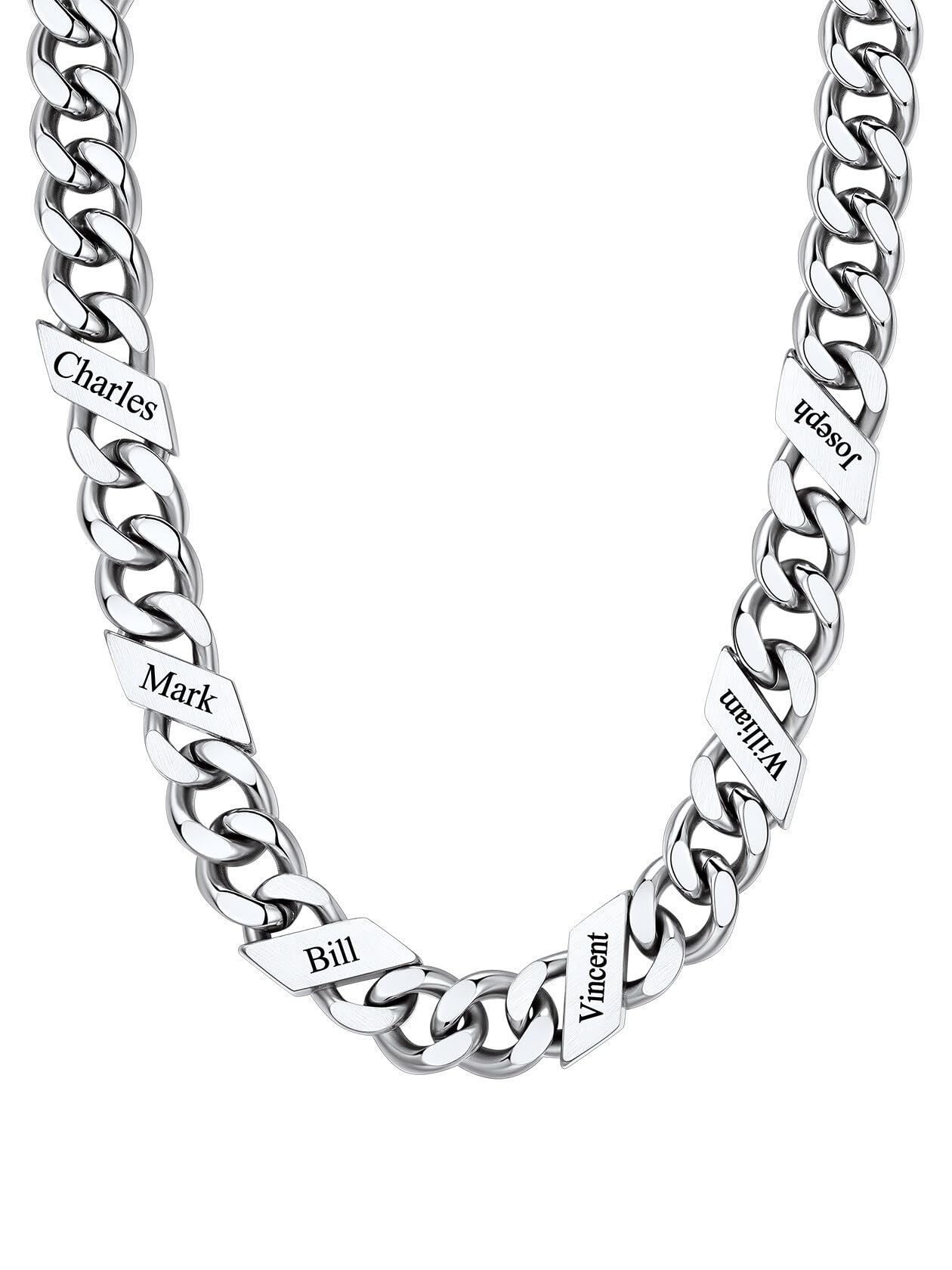 ChainsHouse Cuban Chain Necklace Engraved 1-6 Names Jewelry with Gift Box