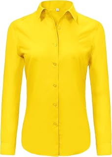 Ruisin Super Soft Wrinkle Free Button Down Shirt Women Solid Long Sleeve Striped Formal Work Dress Blouse Tops