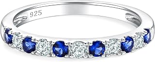 Ruby/Sapphire/Emerald Birthstone Stone Half Eternity Wedding Band for Women