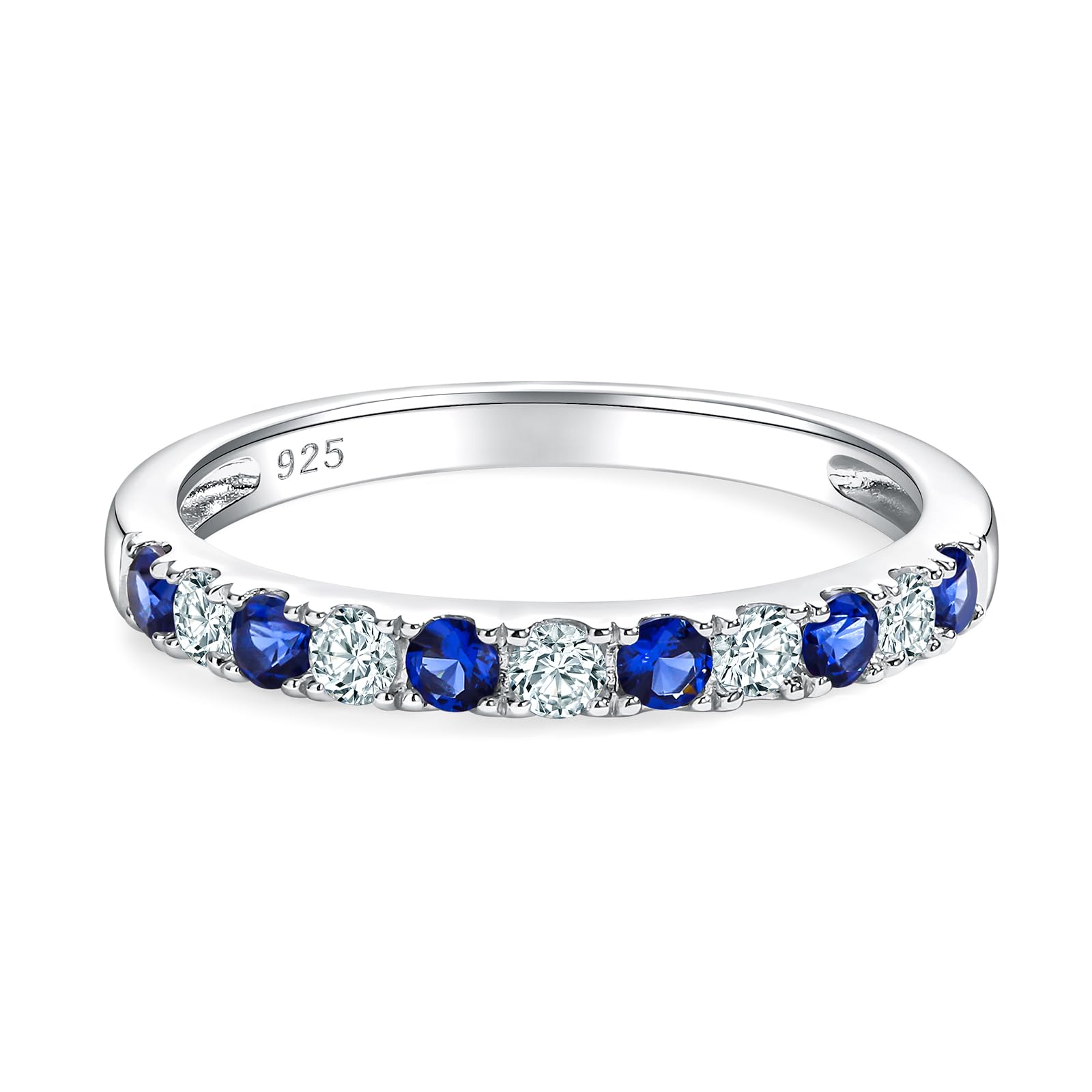 Ruby/Sapphire/Emerald Birthstone Stone Half Eternity Wedding Band for Women