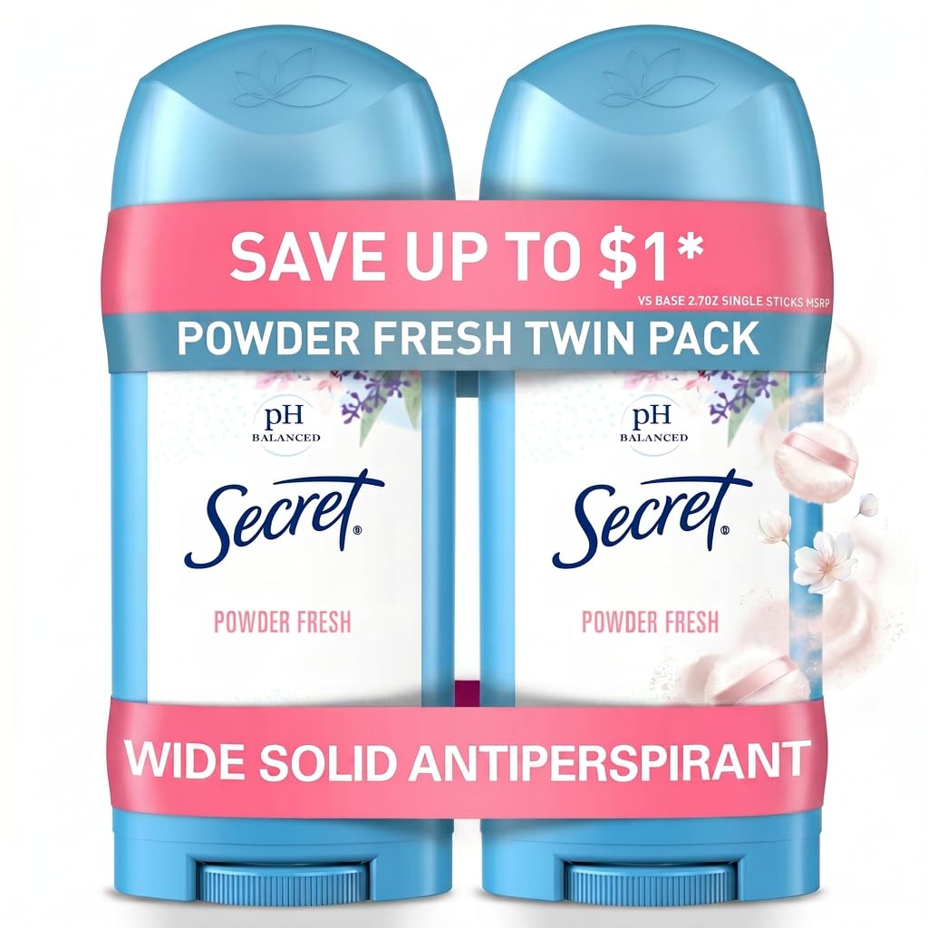 Secret Antiperspirant and Deodorant for Women, 24hr Sweat & Odor Protection, PH 