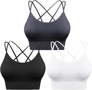 Sykooria 3 Pack Strappy Sports Bra for Women Sexy Crisscross for Yoga Running Athletic Gym Workout Fitness Tank Tops