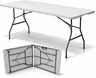Oypla Heavy Duty Folding Catering Garden Trestle Table - 6ft, White