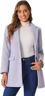Allegra K Women's Wool Coat, Button-Down Winter Coat, Lapel Coat