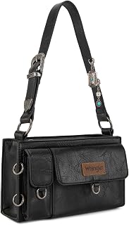 Wrangler Y2K Purse Small Shoulder Bag for Women with Western Detachable Charms