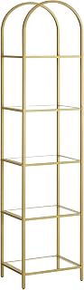 VASAGLE 5-Tier Shelf, Tempered Glass, Arched Design, Steel Structure