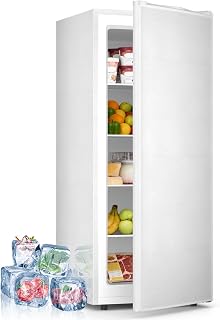 Antarctic Star 6.0 Cu.Ft Upright Freezer, Compact Stand Up Freezer with 7-Temp Control, Removable Glass Shelves, Adjustable Legs & Reversible Door, for Home, Apartment, Dorm, White