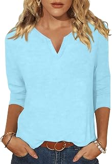 EADINVE Womens 3/4 Sleeve T Shirts V Neck Summer Casual Loose Tops