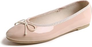 Feversole Ballerina in Coloured Patent Leather with Memory Foam Cushion for Macaroons for Women