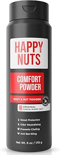 HAPPY NUTS Comfort Powder Deodorant For Men: Anti-Chafing, Sweat and Odor Control for Jock Itch, Aluminum-Free, 6 oz (1 Pack), Original Scent