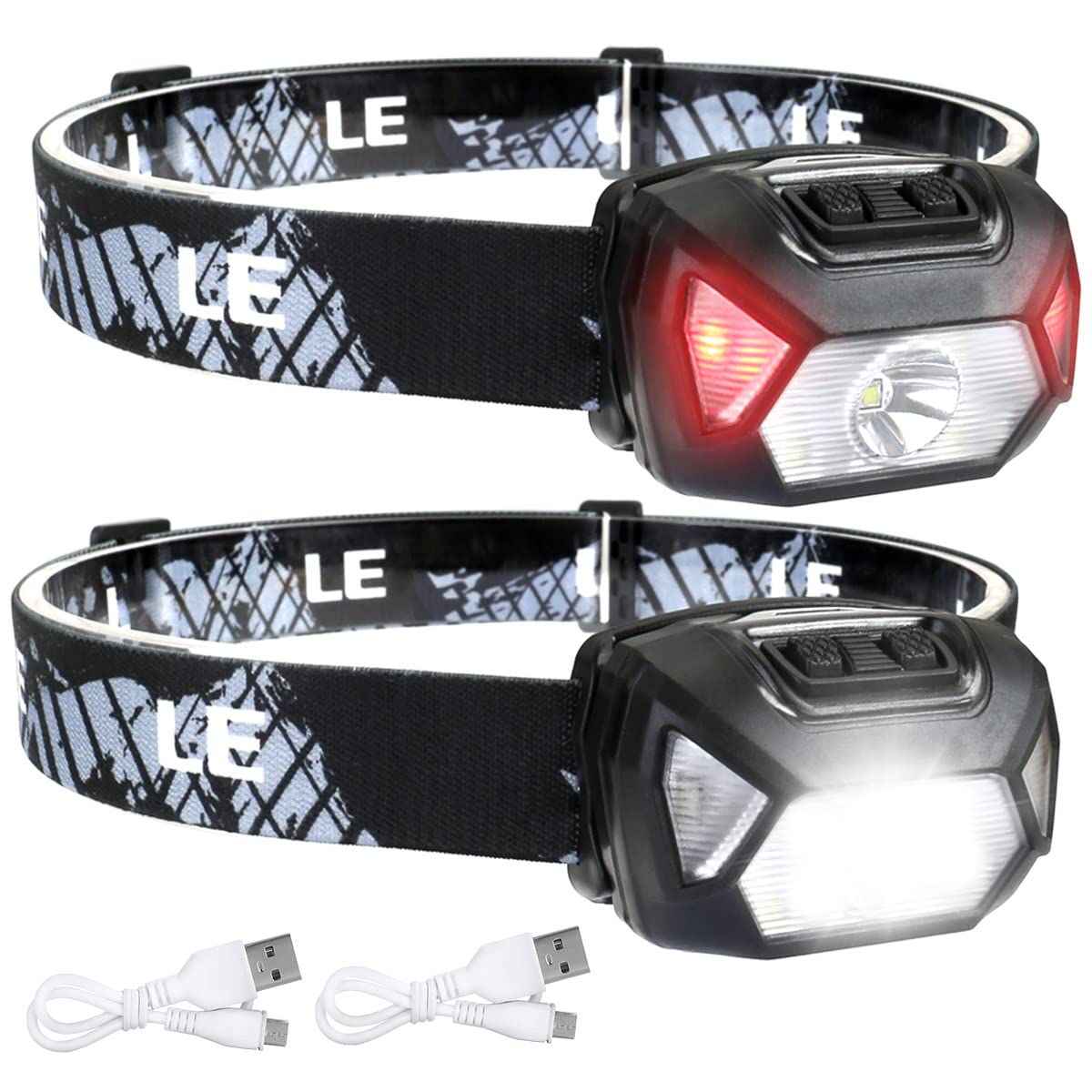 Lepro Head Torch Rechargeable, 2 Pack 2000L LED Headlamp 30Hrs Runtime | Waterpr