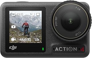 DJI Osmo Action 4 Standard Combo, 4K/120fps Action Camera | Waterproof, 1/1.3 inch sensor, low light recording, 10-bit and D-log M colour performance, durable 1770 mAh battery
