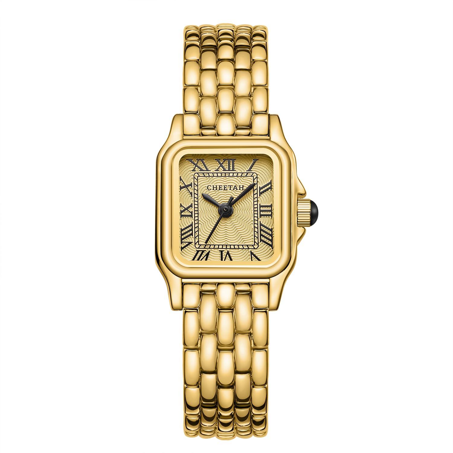 CHEETAH Gold Watches for Women with Small Vintage Bracelet, Rectangular Case Rom