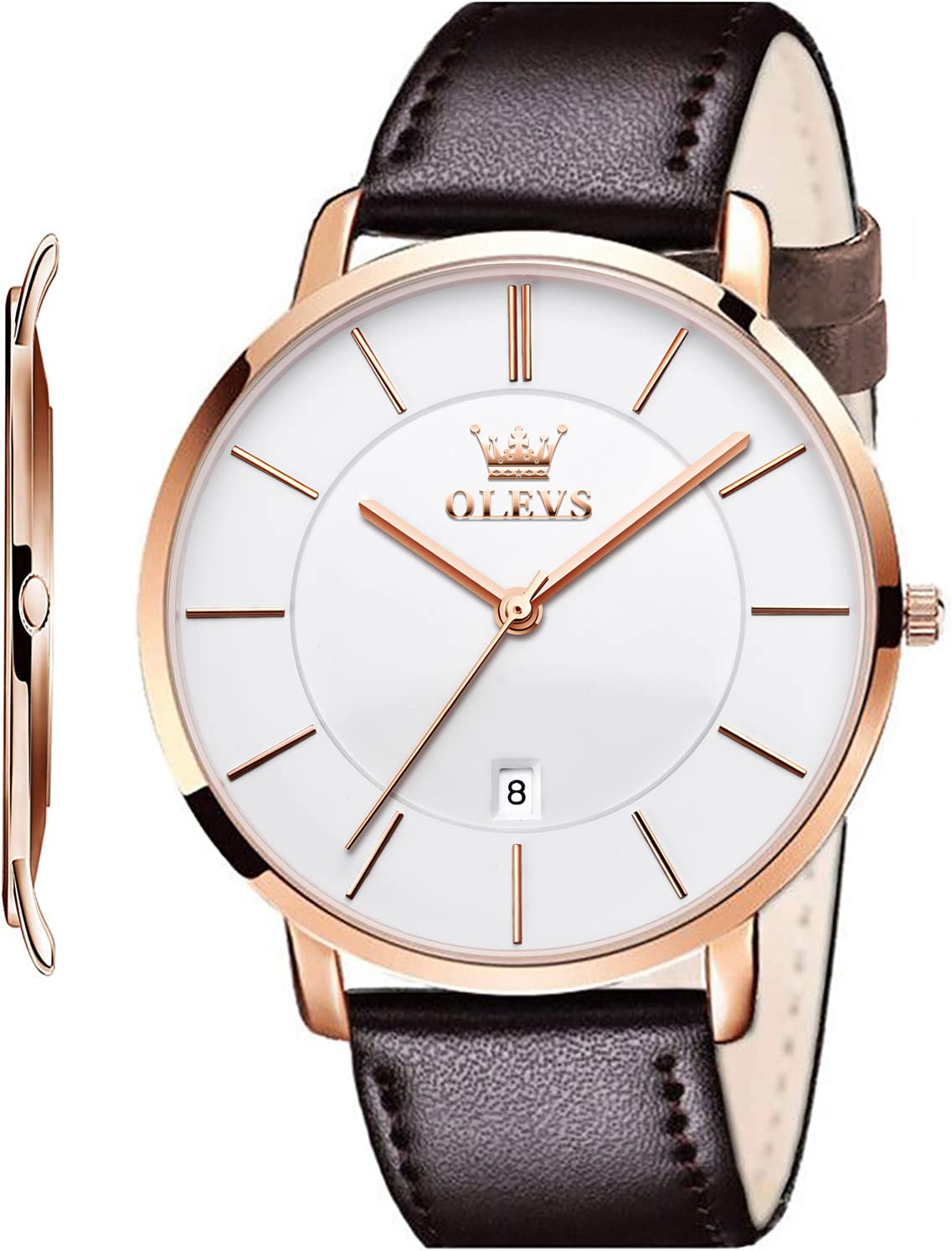 OLEVS Mens Wrist Watches Ultra Thin 6.5mm Minimalist Business Dress Waterproof &