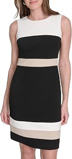 Tommy Hilfiger Women's Sleeveless Striped Scuba Crepe Sheath Mini Dress