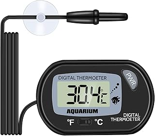 Zacro LCD Digital Aquarium Thermometer,0.1° Accuracy Fish Tank Thermometer | ℃/℉ Switch Fish Tank Water Thermometer with Suction Cup, Includes Battery, Easy Install