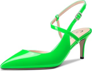 Castamere Women's Lace Toe Cap Medium Kitten Heel Ankle Strap Pumps Slingback Dress Sandals Buckle Office Shoes Shoes 6.5 cm Heels