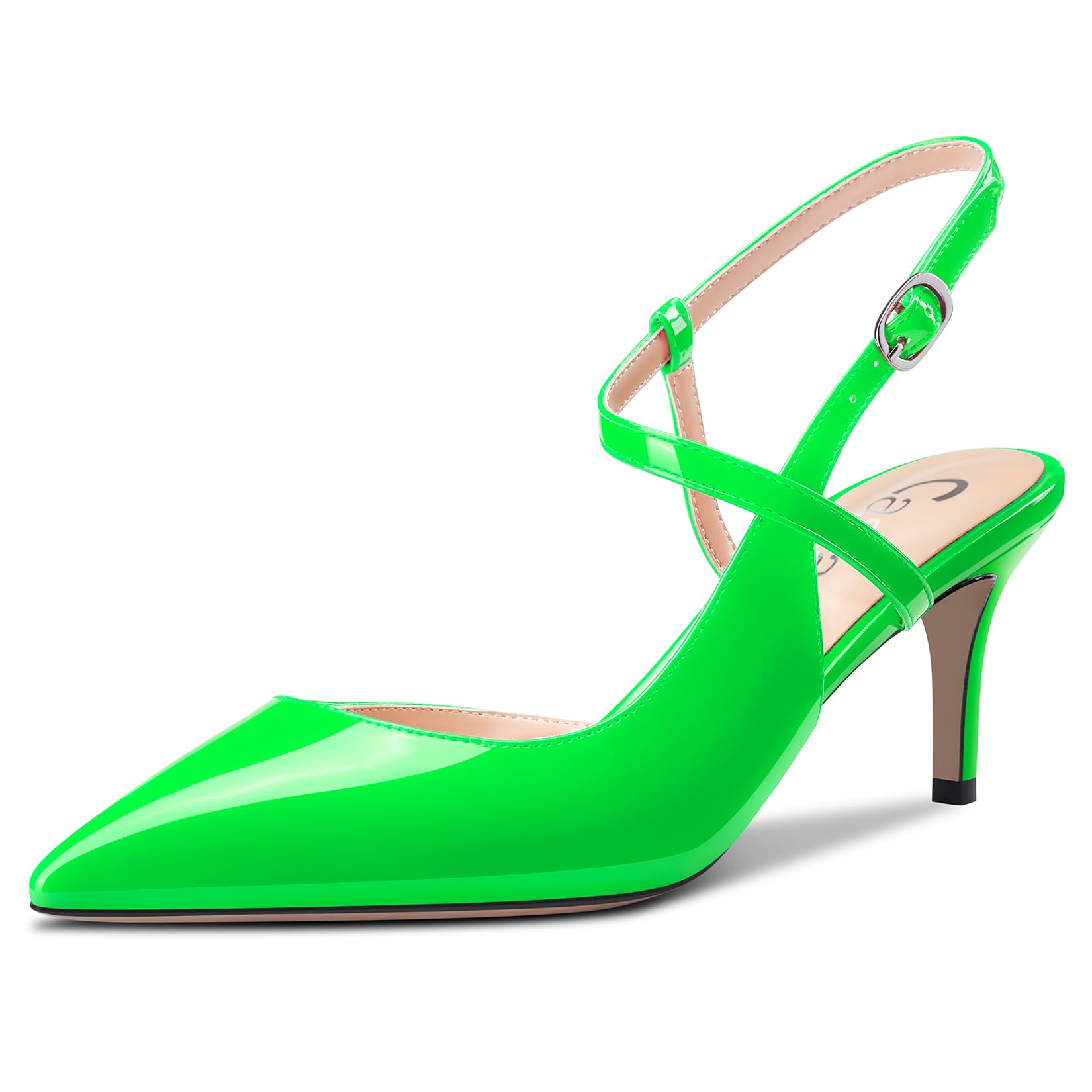 Castamere Women's Lace Toe Cap Medium Kitten Heel Ankle Strap Pumps Slingback Dr