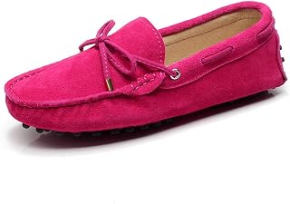 Women's Classic Suede/Fabric Bow Tie Penny Loafers Comfort Handmade Slipper Moccasins