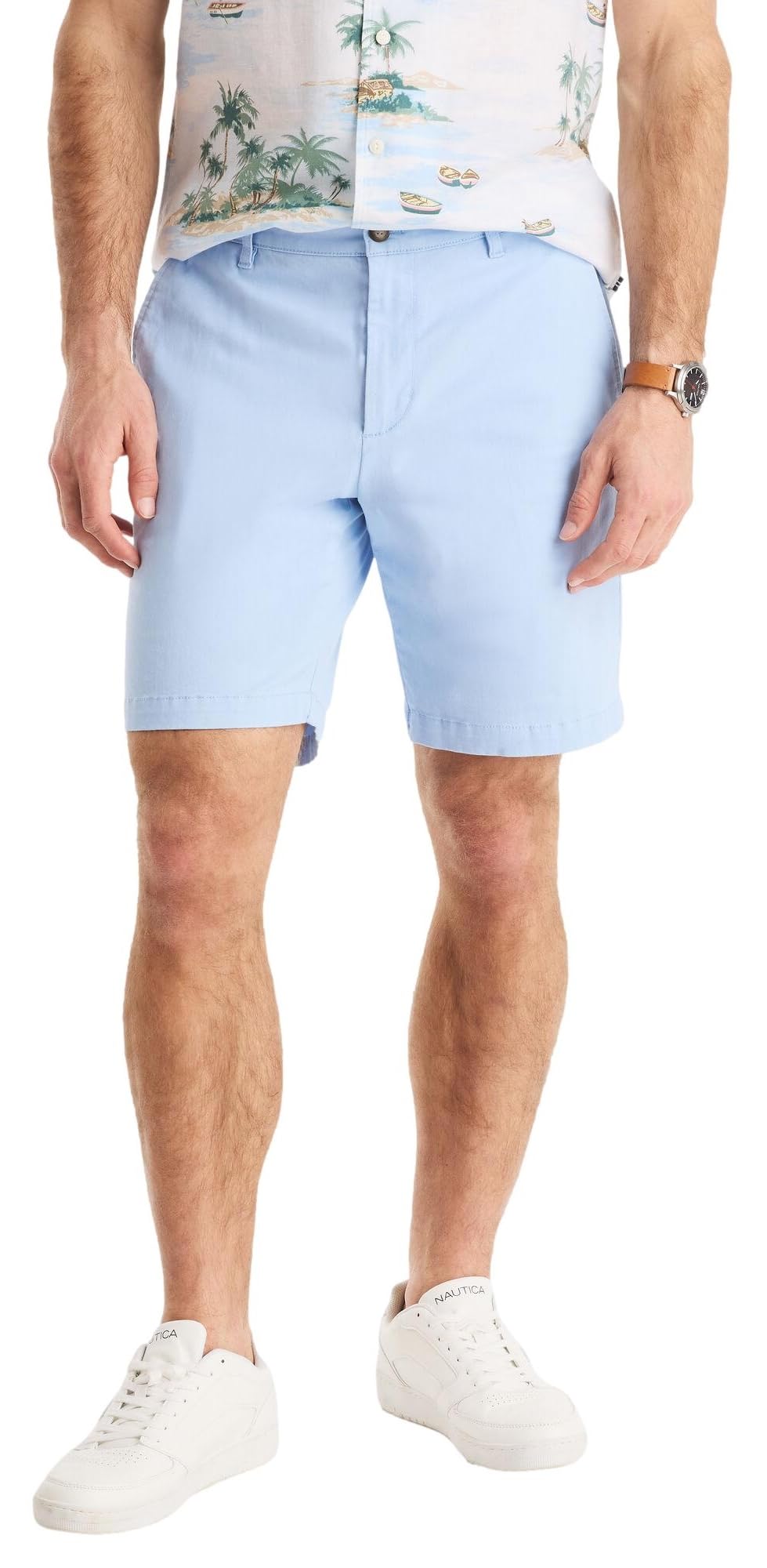 Nautica - 8.5 Inch Classic Flat Fit Stretch Cotton Deck Shorts, Men's Casual Sho