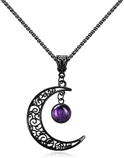 Gothic Witch Costume Accessories Gothic Necklace as Halloween Gifts | Gothic Halloween Jewelry, Purple Moon Necklace, Matching Witch Costume, Goth Accessories, Halloween party