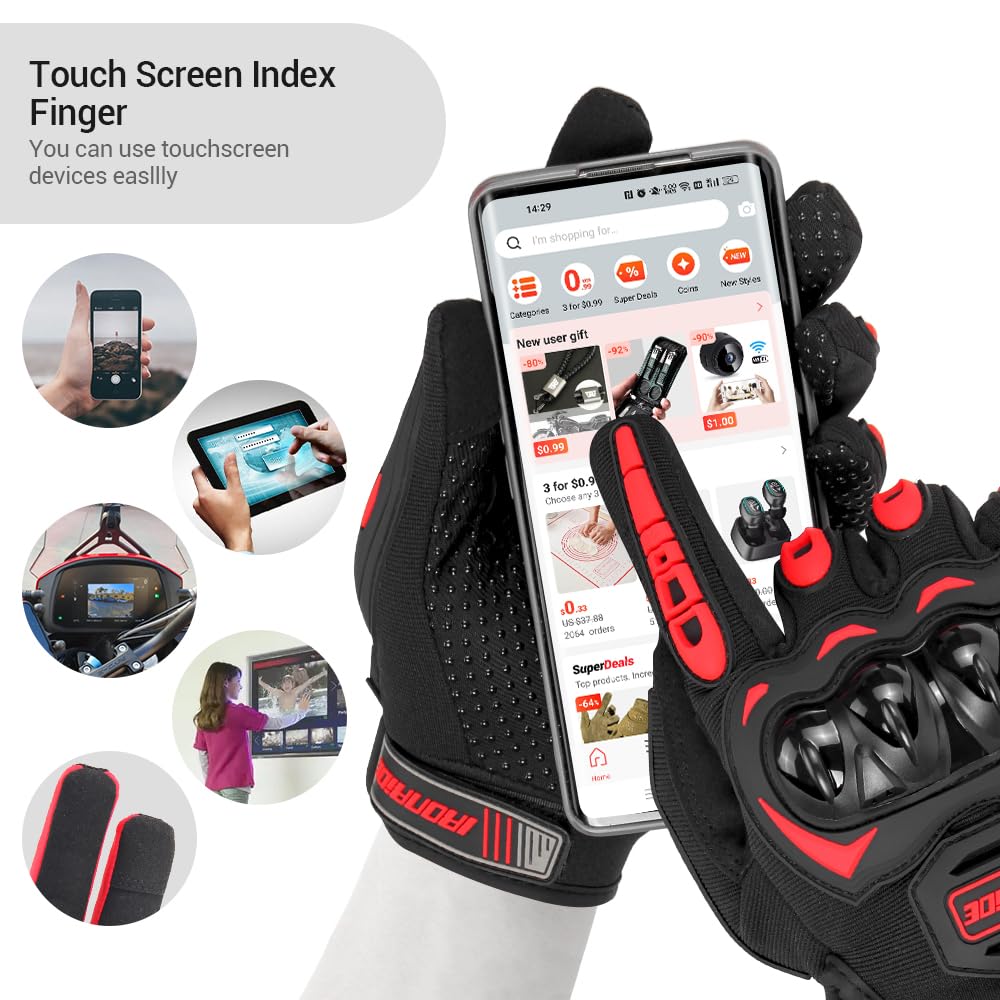 Cycling Gloves - Men's Bicycle Gloves Lightweight Waterproof Touchscreen Unlock 