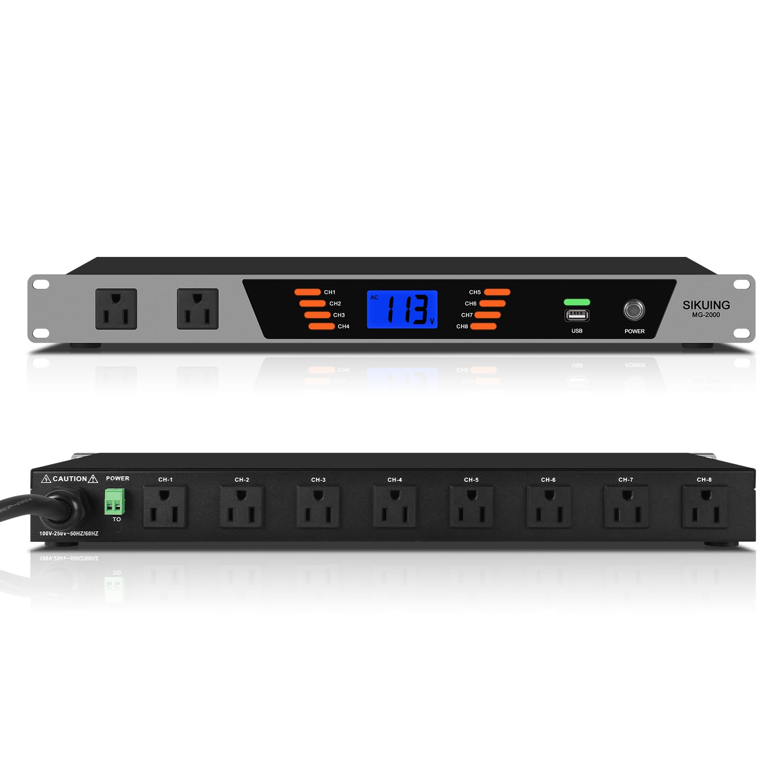 SIKUING 10 Outlet Rack Mount Power Conditioner & Sequencer - 2000W 13A Pro Audio