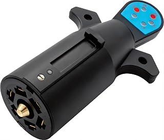 NEW SUN® 7-Pin Trailer Tester, LED Indicators, 7-Way RV Blade, Round Plug | For Truck Trailer RV Boat Wiring. Heavy Duty Build. Weatherproof Seal. Fits Most Applications. Easy Use. Plug And Play Tester