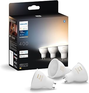 Philips Hue Bombilla Foco GU10, 3 Uds. | White Ambiance Light, Smart LED, 400lm, 4.2W, Dimmable, Bluetooth App Control, Smart Home