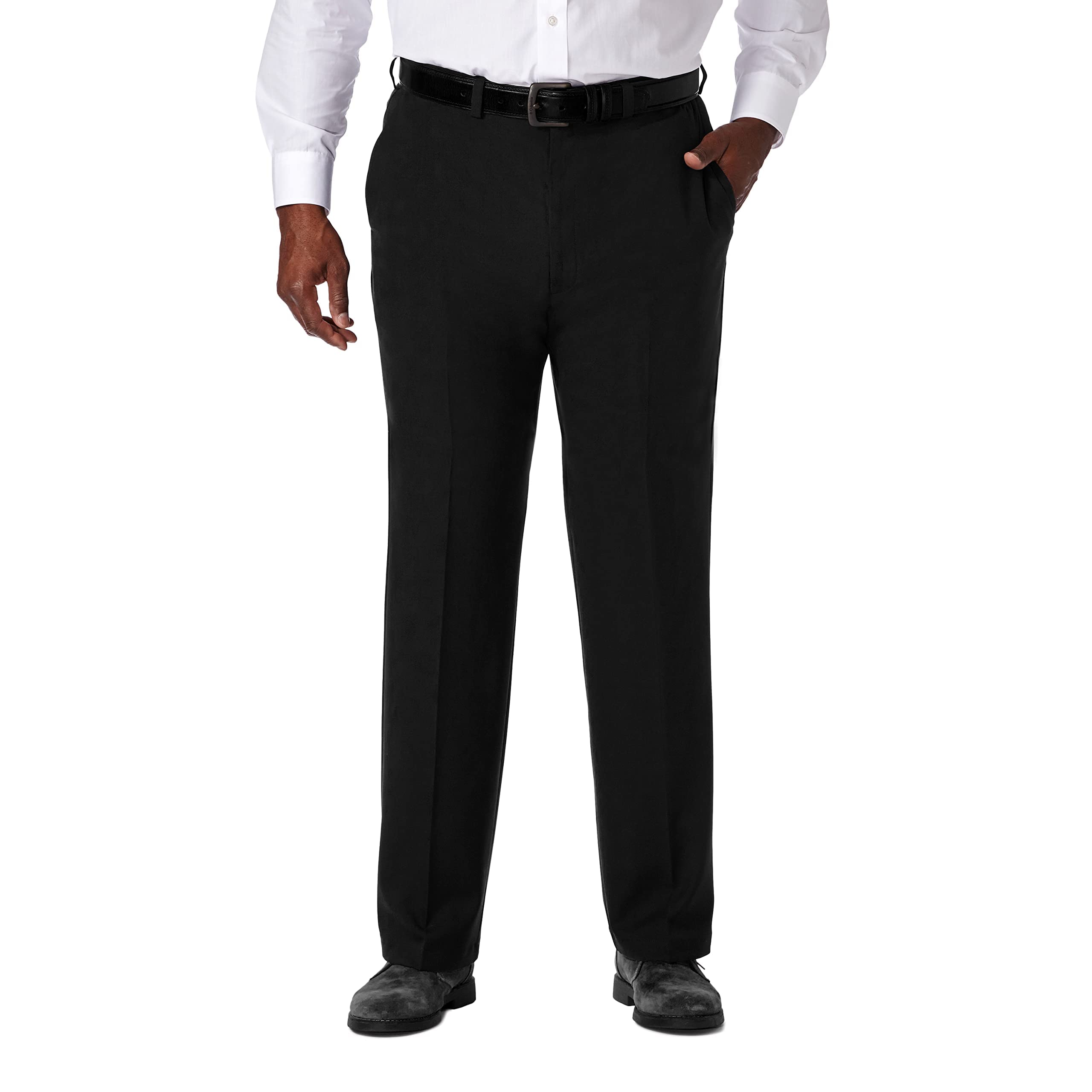 Haggar - Cool 18 Pro Heather Classic Fit Flat Front Casual Pant, Men's Casual Tr