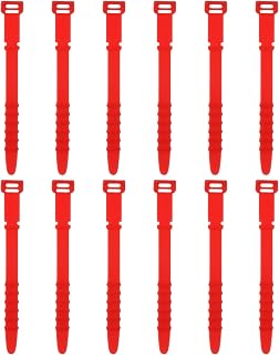 12 Pcs 4.5 Inch Reusable Silicone Cable Ties Elastic Cord Organizer Straps for Cables USB Charging Management Food Storage Red