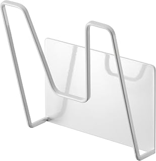 Yamazaki 5140 Magnetic Pot Lid Holder, White, Approx. W 5.3 x D 2.8 x H 5.5 inches (13.5 x 7 x 14 cm), Tower, Floating Storage, Easy Installation