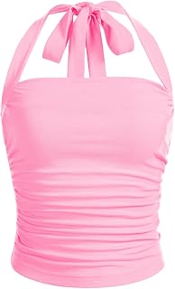SOLY HUX Women's Y2K Ruched Halter Tops for Women