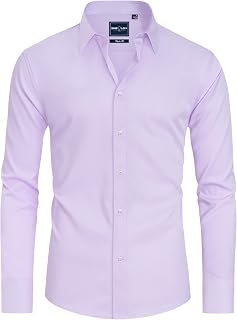 Alimens & Gentle Camicia da uomo antimacchia, vestibilità aderente, con