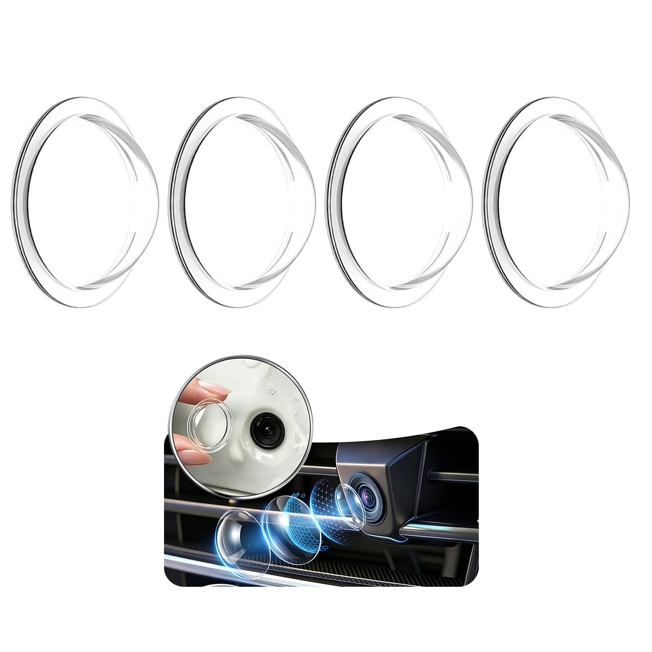 17.5mm Backup Camera Lens Protector 4 Pack Anti-Fog Rear View Clear Cover | Wate