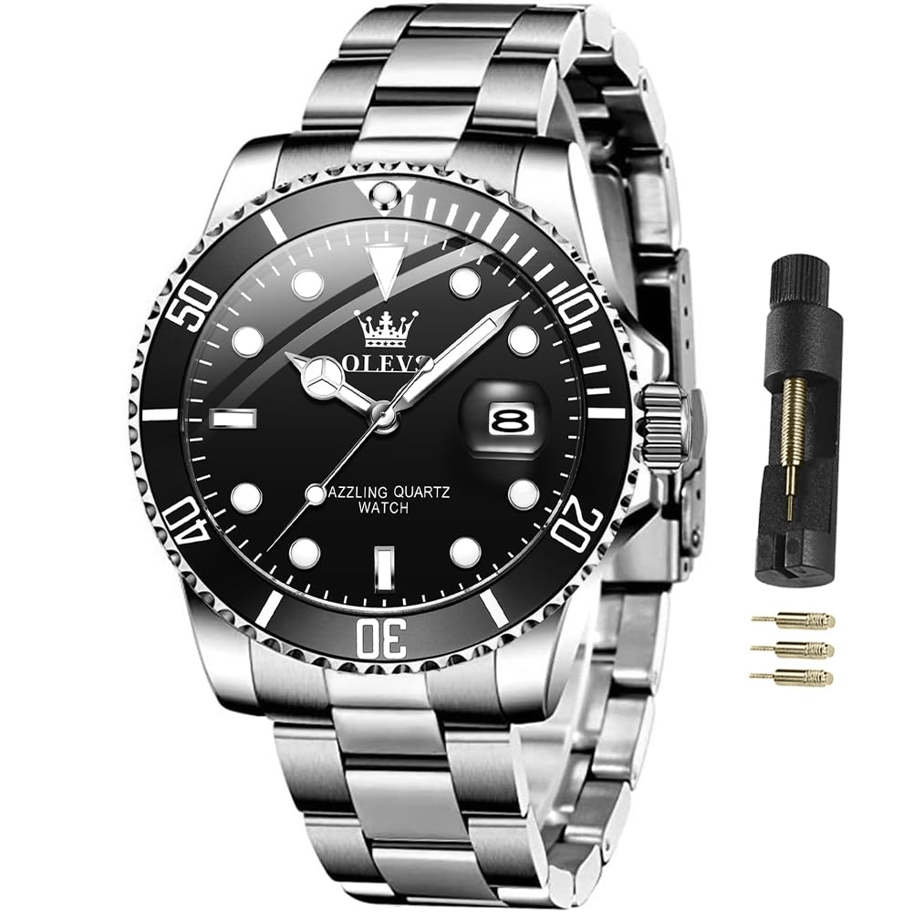 OLEVS Orologi per gli Uomini Classico con Data Business Dress Luxury Big Face Ve