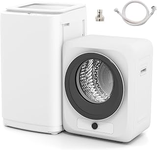 VCJ Portable Washing Machine and Dryer Set, 17lbs Fully Automatic Washer and 10lbs Portable Dryer with Stainless Steel Tub, Compact Washer and Dryer Combo for Apartment, RV, Dorm