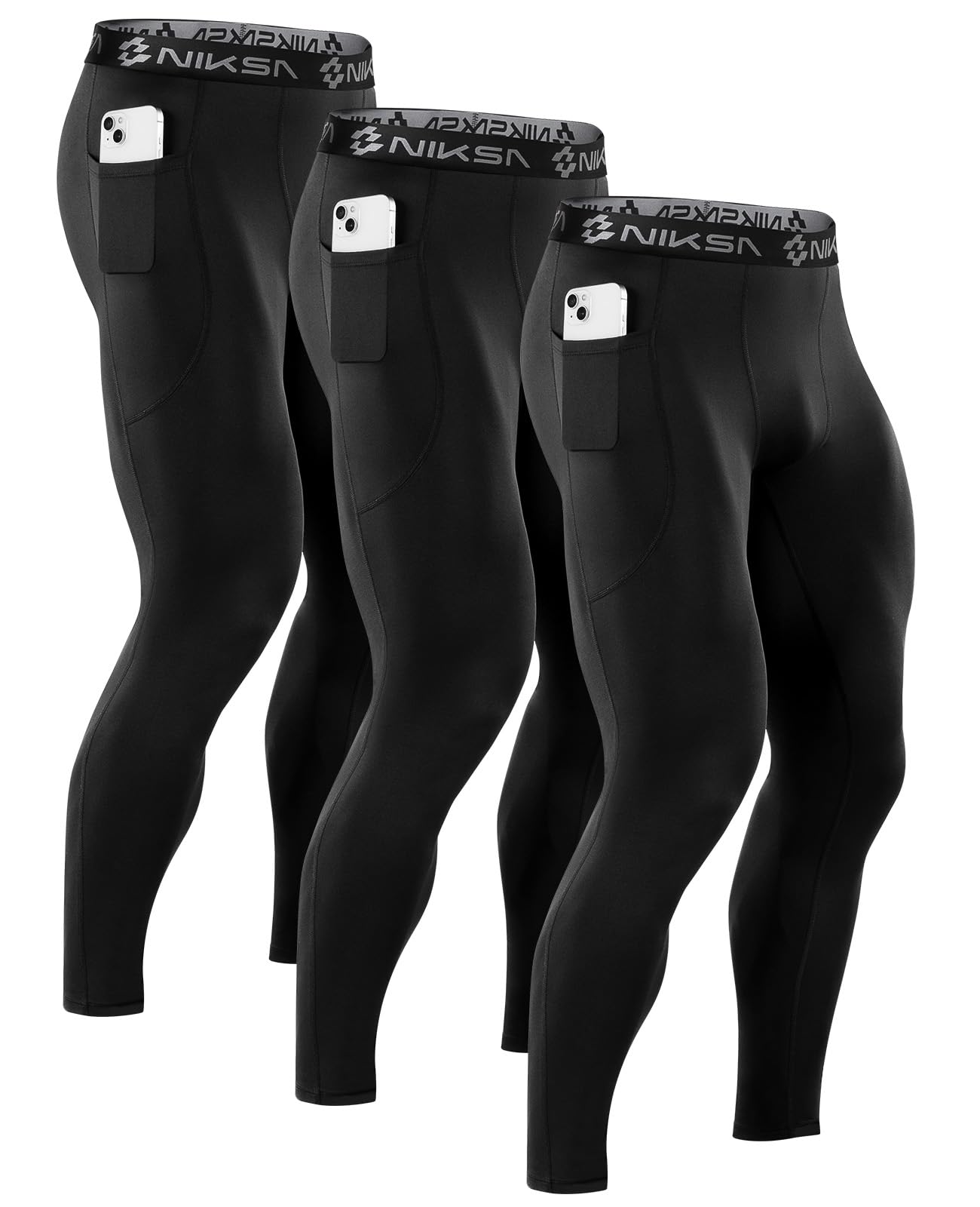 Niksa 2 Pieces Men's Running Leggings Sports Long Compression Pants