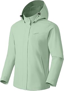 Pioneer Camp Women's Rain Jacket with Hood Lightweight Outdoor Rain Coat Waterproof Windbreaker for Hiking Travel Cycling