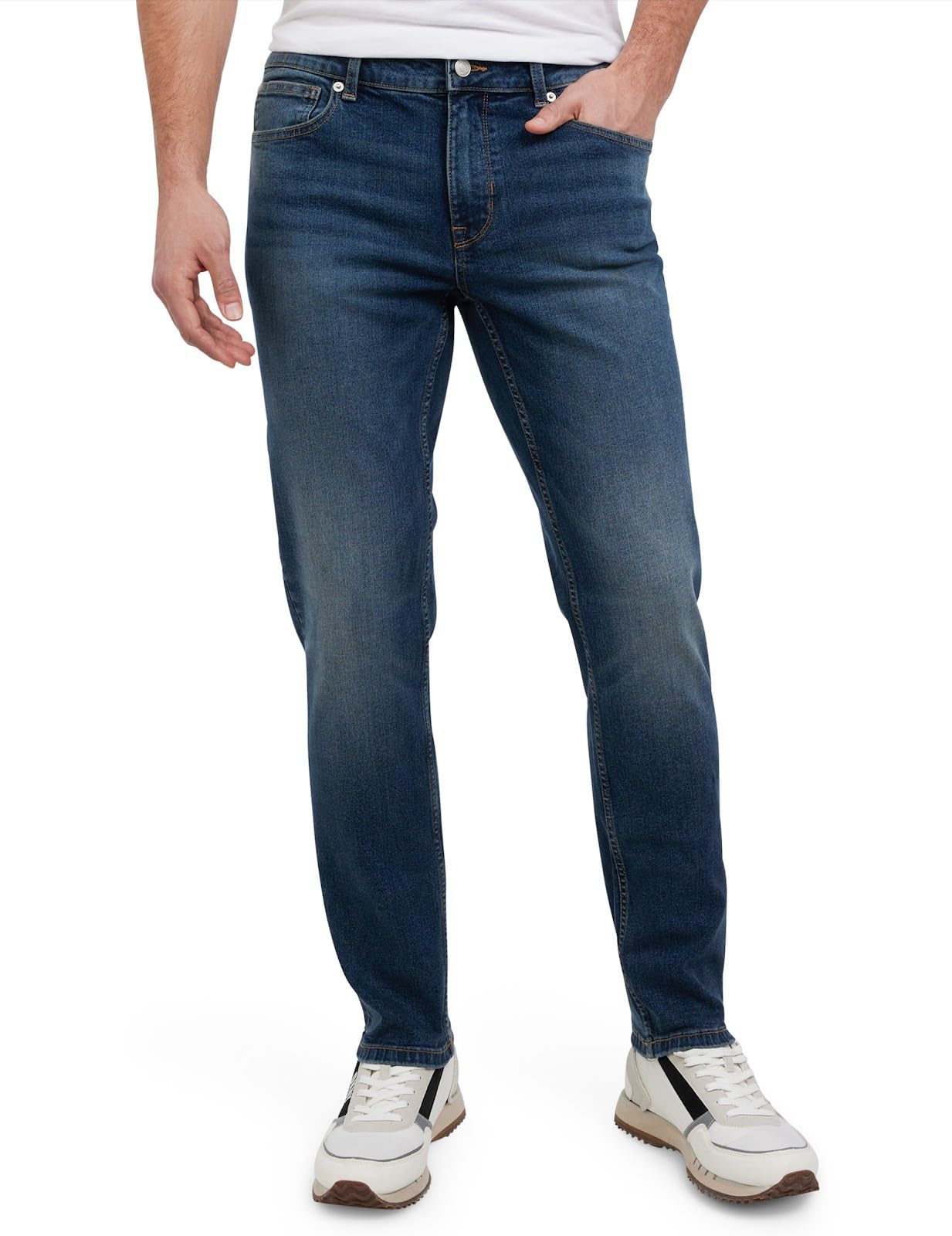DKNY Bedford Slim Fit Jeans for Men - Tapered Leg Stretch Denim Pants, Classic 5