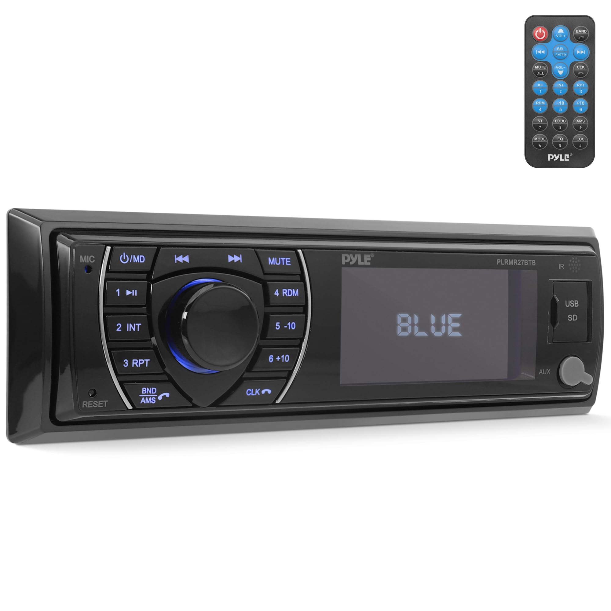 Pyle Bluetooth Marine Receiver Stereo - 12v Single DIN Style Boat In dash Radio 