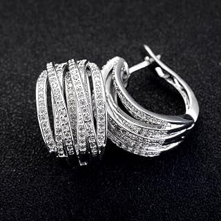 Multicross Design Hoop Earrings for Women Full CZ