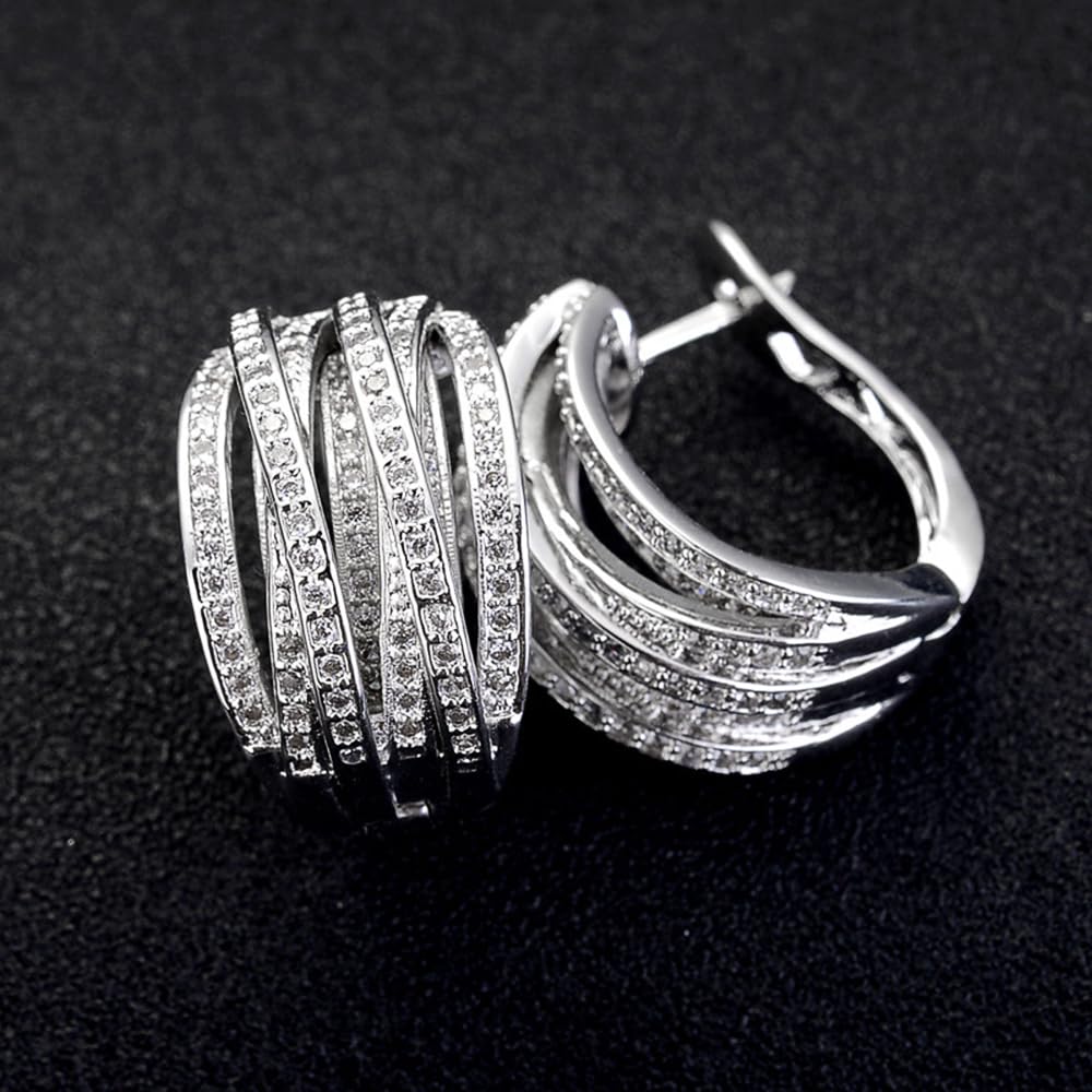Multicross Design Hoop Earrings for Women Full CZ