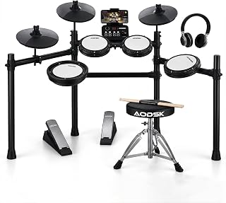 AODSK Electronic Drum Set, Professional Mesh Drum Pads, Upgraded Sound Module 260 sounds/30 Kits/20 Songs,Includes Sticks,Headphones,drum throne (2026 New Upgraded)