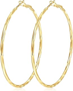 2MM Thin Gold Hoop Earrings Sterling Silver Post Hoop Earrings For Women Diamond-Cut Gold Hoops Earrings 14K Gold Plated Hoops Earrings Lightweight Hypoallergenic Oversize Gold Earrings For Women