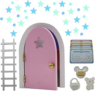 Qué Kawaii® Magic Mouse Door that Opens and Glows (Pink) - Complete Kit with Ladder, Mouse, Certificates and Tooth Bag - Original Gift for Children