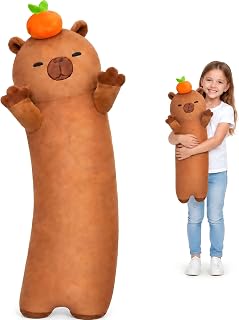 Mewaii Capybara Plushies Long Pillow Gift, Soft Filling, 50cm (20in) | Washable Teddy, Huggable Shape, Sofa Cushion Use, Room Decor, For Kids And Teens & Capybara Lovers