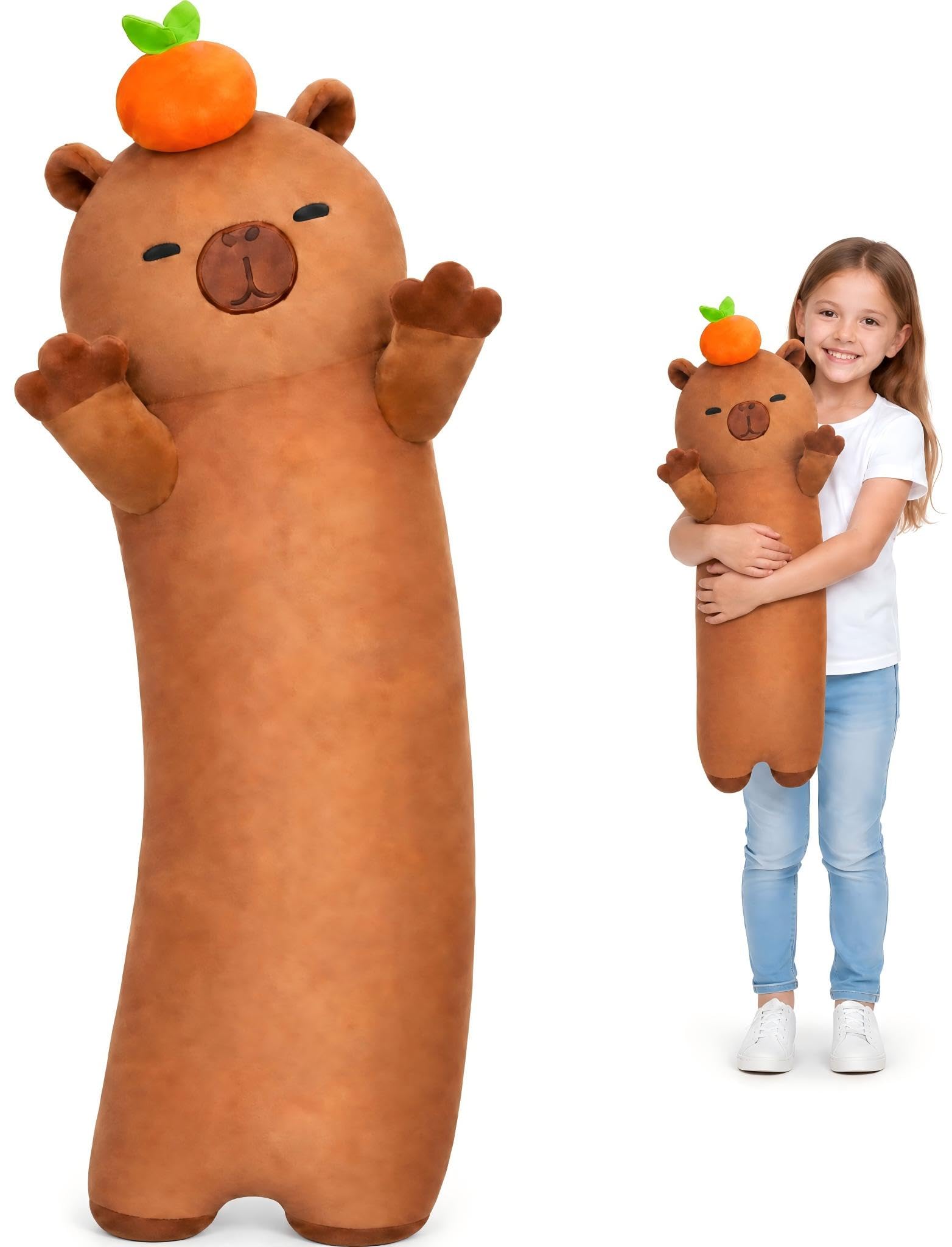 Mewaii Capybara Plushies Long Pillow Gift, Soft Filling, 50cm (20in) | Washable 