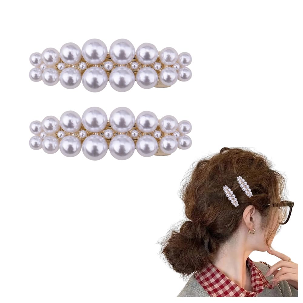 Cute Pearl Hair Barrette for Women Small French Barrette Side Hair Clip Hairpin 